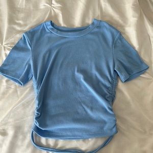 Blue Crop Top from ZARA with cinch up adjustable sides size small